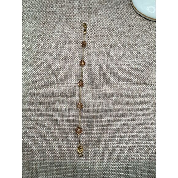 Vintage Genuine Swarovski Gold Tone Light Amber Crystal Swarovski Logo - Picture 4 of 8